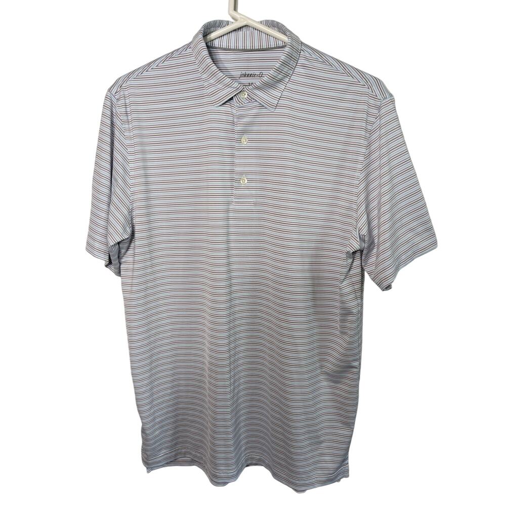 Johnnie O Performance Golf Polo Blue Striped Size Medium